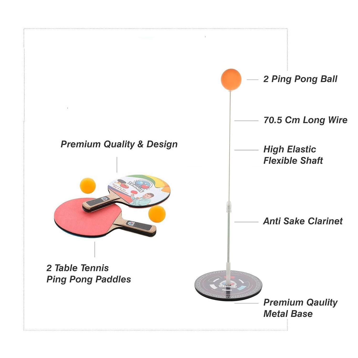 Portable Wiff Waff Rebound Table Tennis Trainer Set (1 Set)