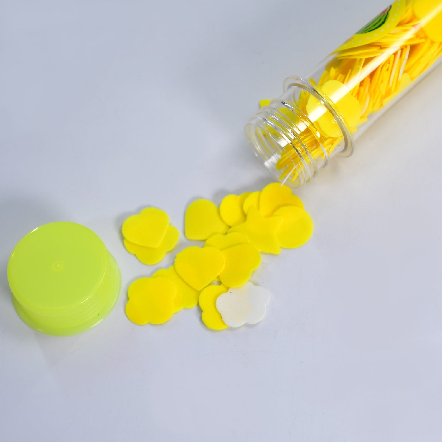 Flower-shaped paper soap strips in a test tube, ideal for travel hand washing