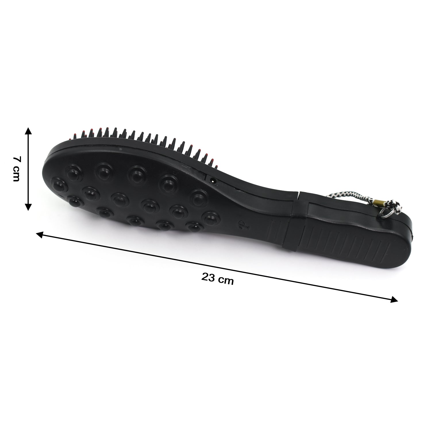 Hair brush comb with vibrating massage feature.