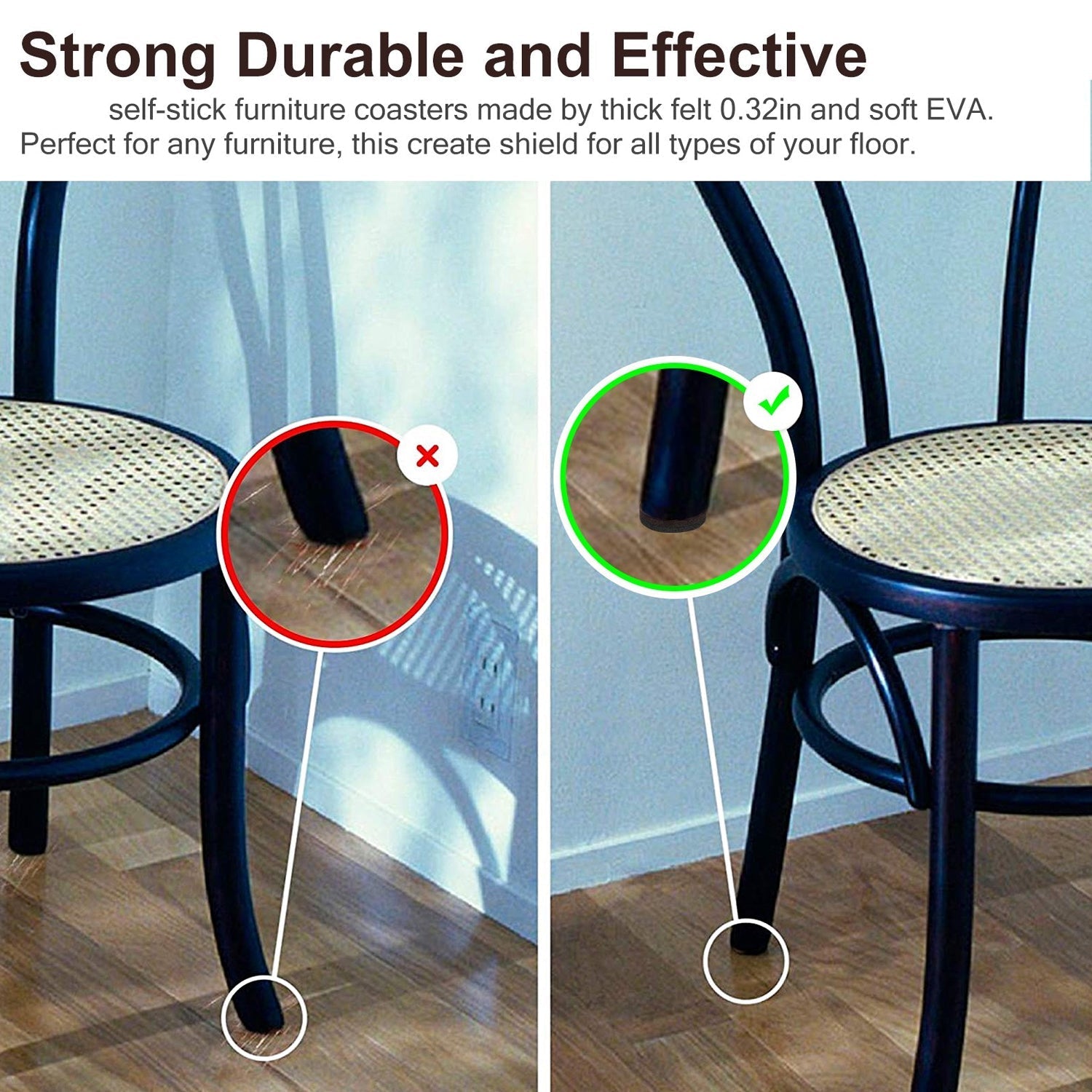 Furniture protection pads with round felt design