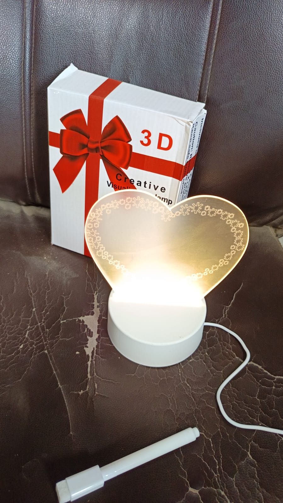 Creative Visualization Lamp 3 D Acrylic Decorative Lamp for Creative Keeps Notes Drawing Table Lamp for Home Decor / Bedroom / Gift / Office Decoration / Erasable Board (Heart-Shape / 1 pc)