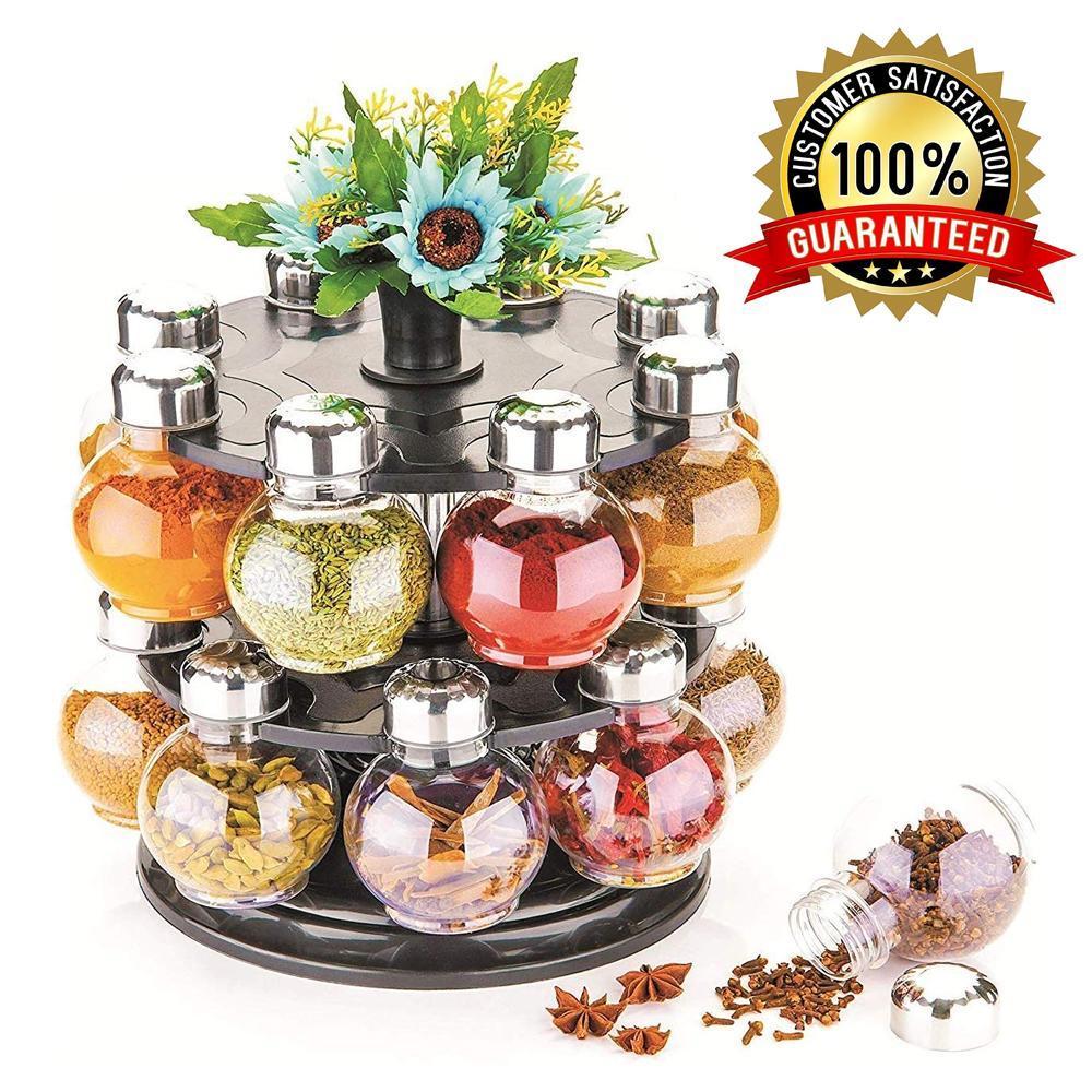 Spice rack set with rotating jars