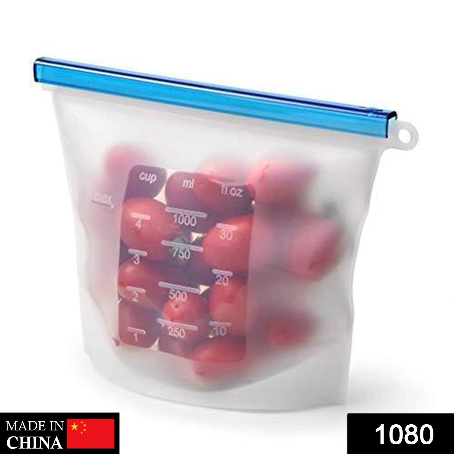 Silicone food storage bag with clear visibility