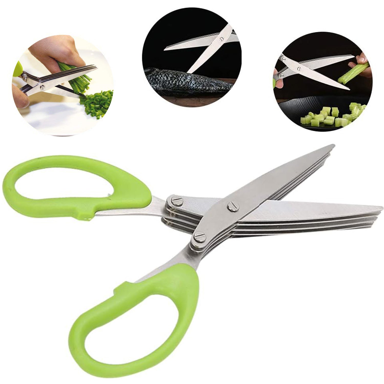 3-blade stainless steel scissor for cutting vegetables and herbs