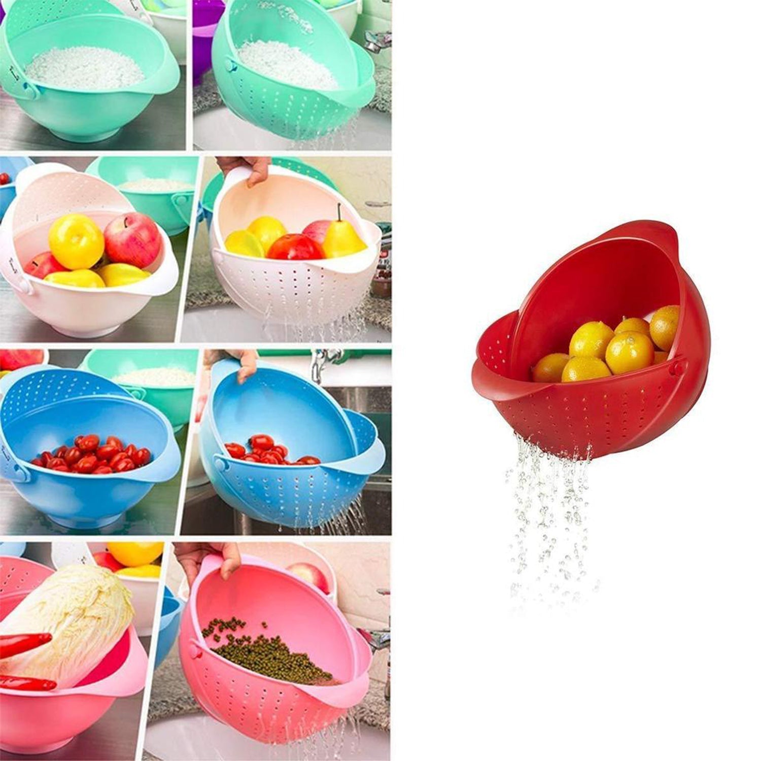 Rice and vegetable washing bowl with drain function