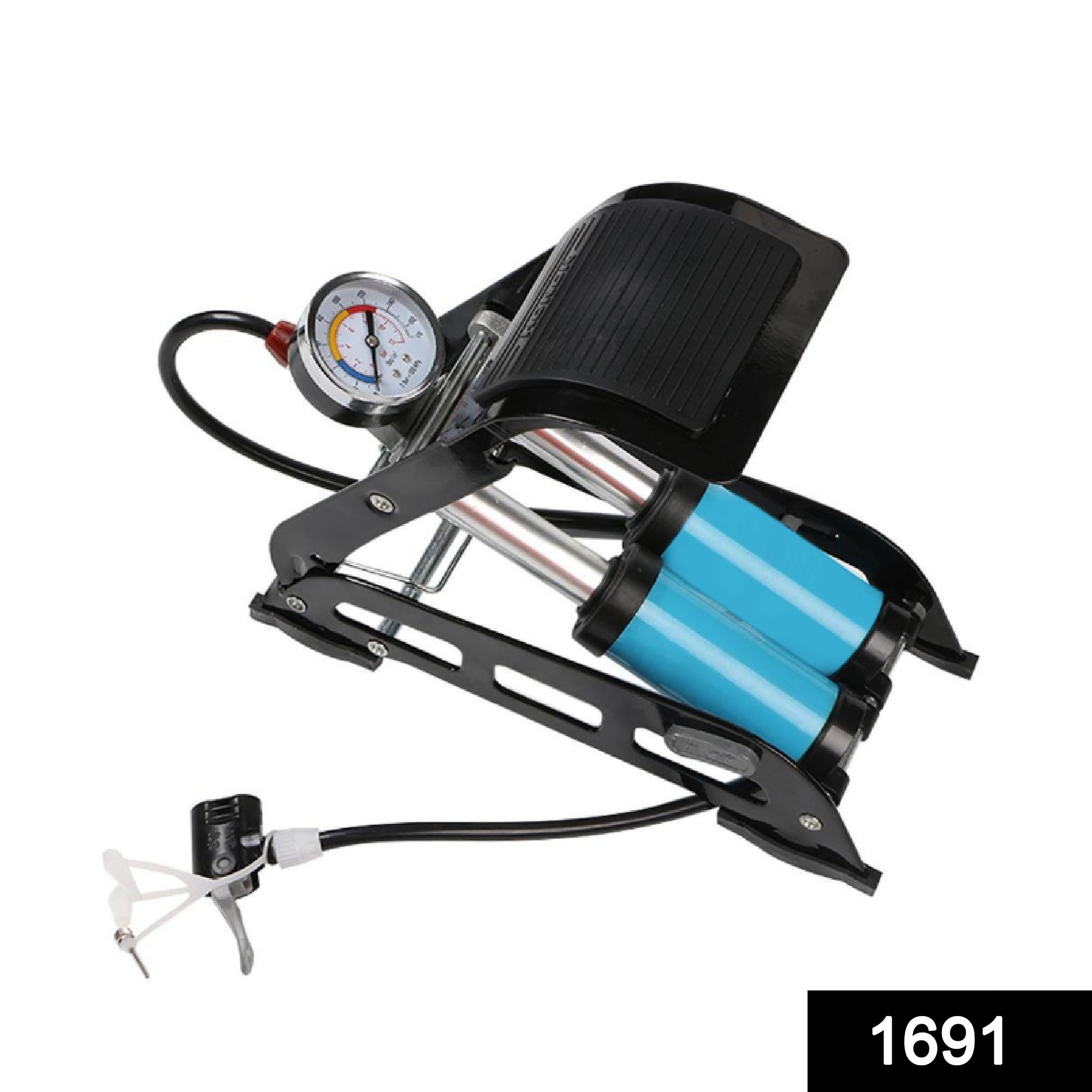 Portable foot pump for bike and car tires