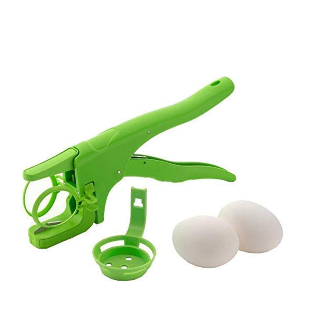 Convenient egg cracker with built-in separator.