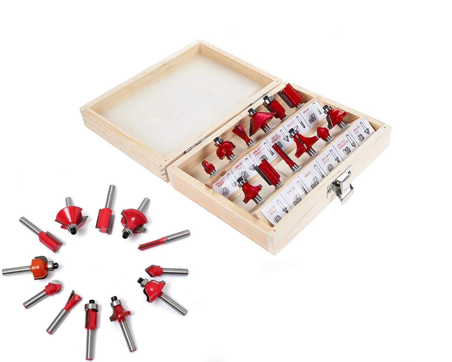 Detailed view of router bits, showcasing their variety and functionality.