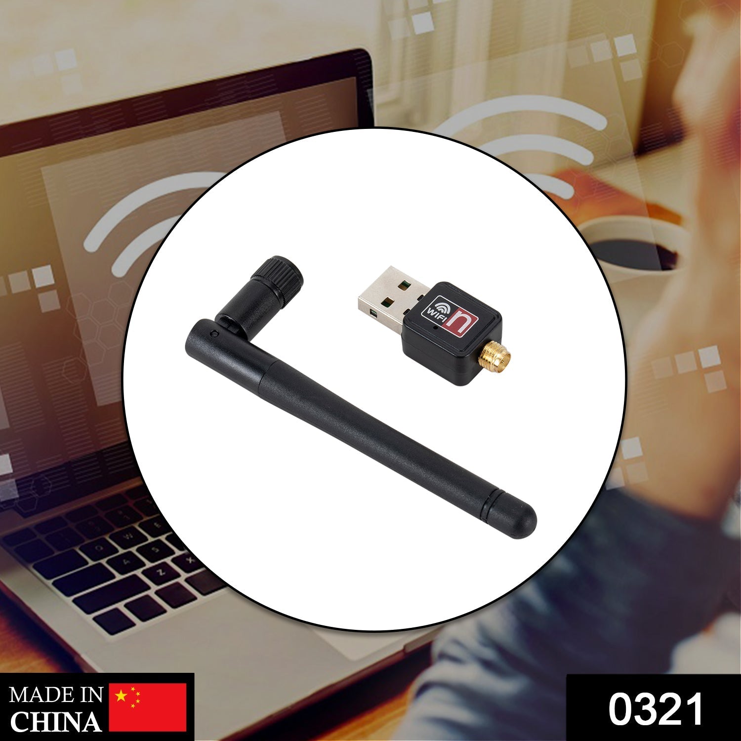 USB WiFi adapter, used for internet access in various household and office settings.