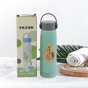 Creative wheat fragrance glass water bottle with phone holder.