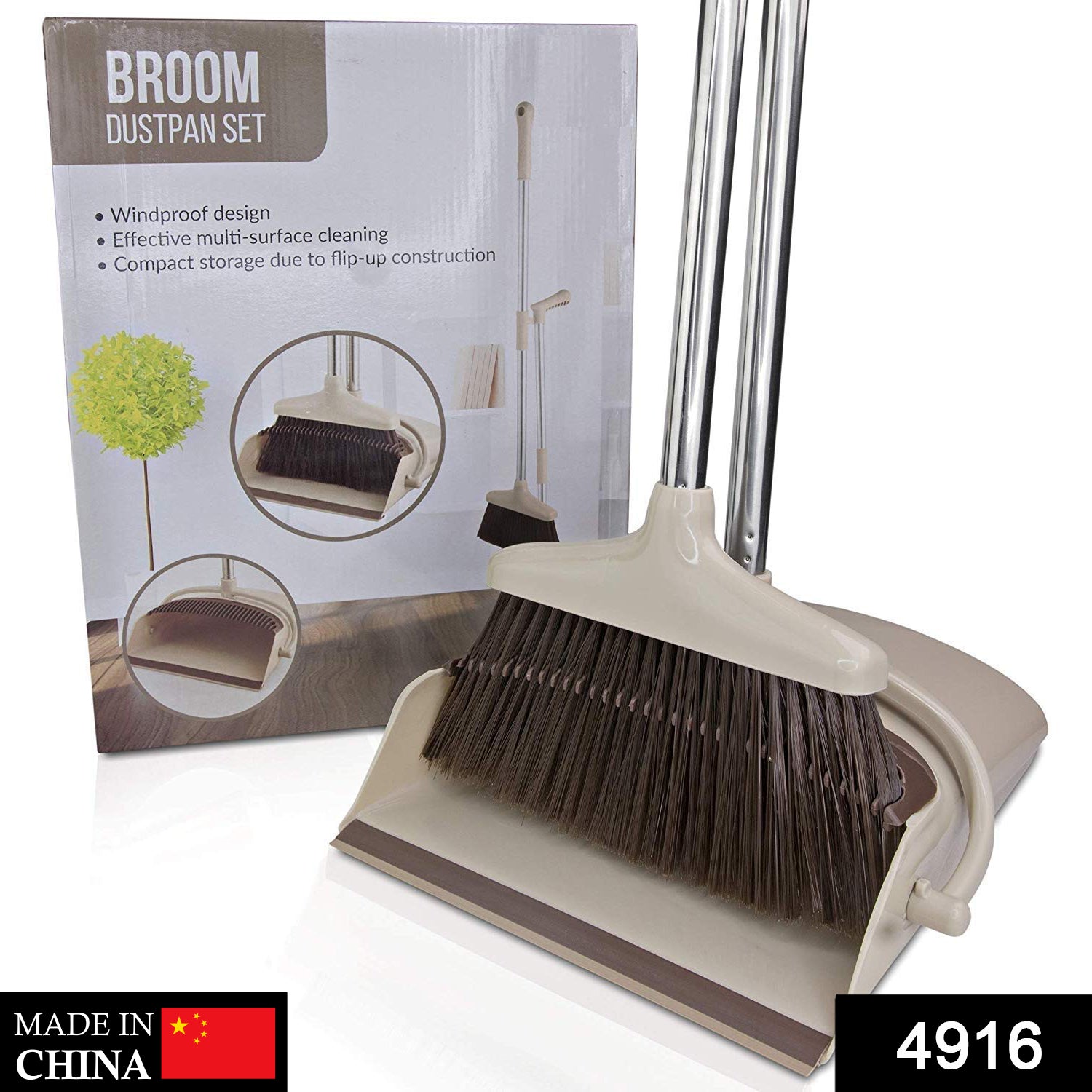 Dustpan and broom set with handle for easy use