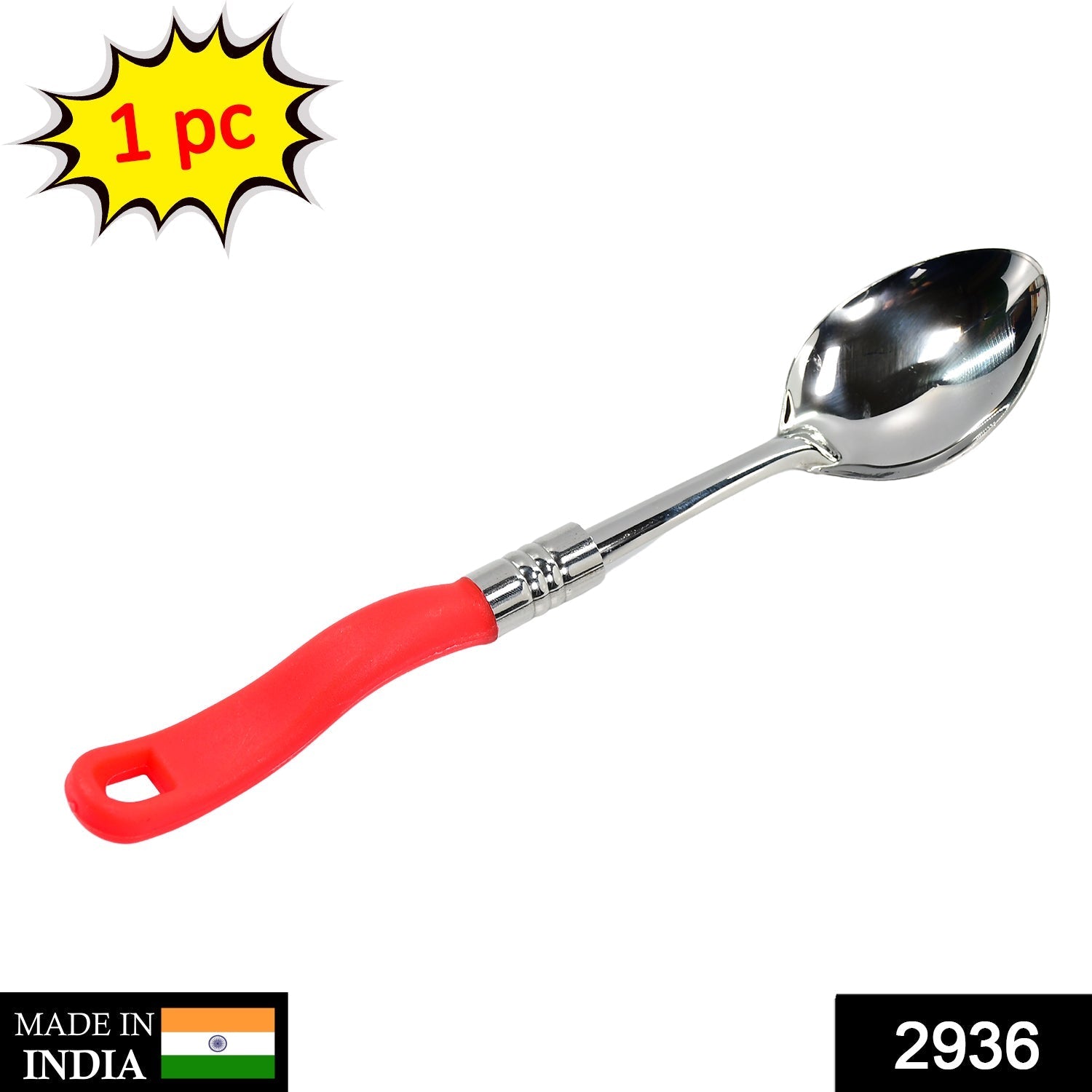 Durable serving spoon with plastic handle