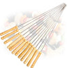 Barbecue skewers with wooden handles for tandoor and grill.