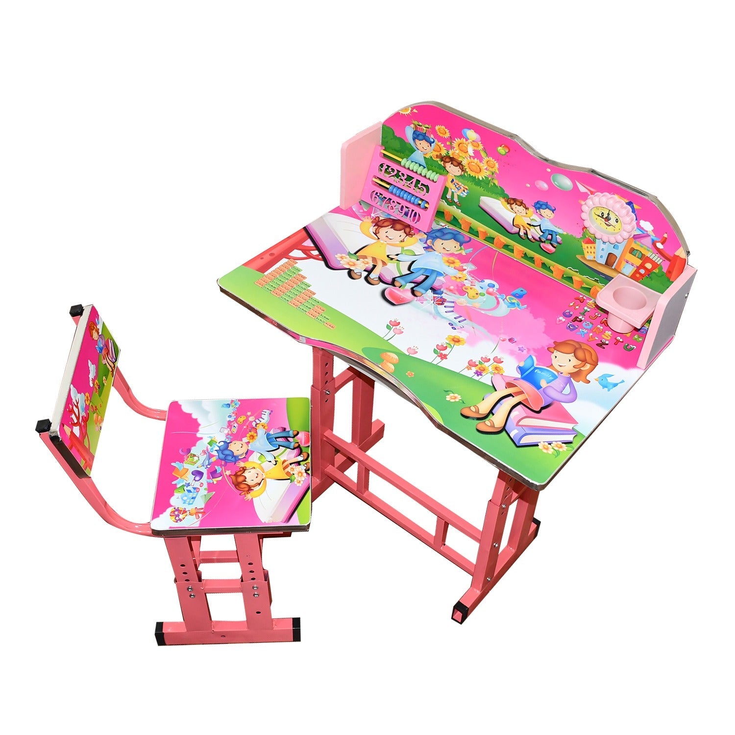 Multifunctional table and chair set for children’s study needs.