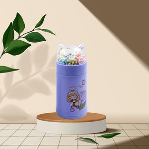 Cute glass water bottle with cat lid and glitter strap.