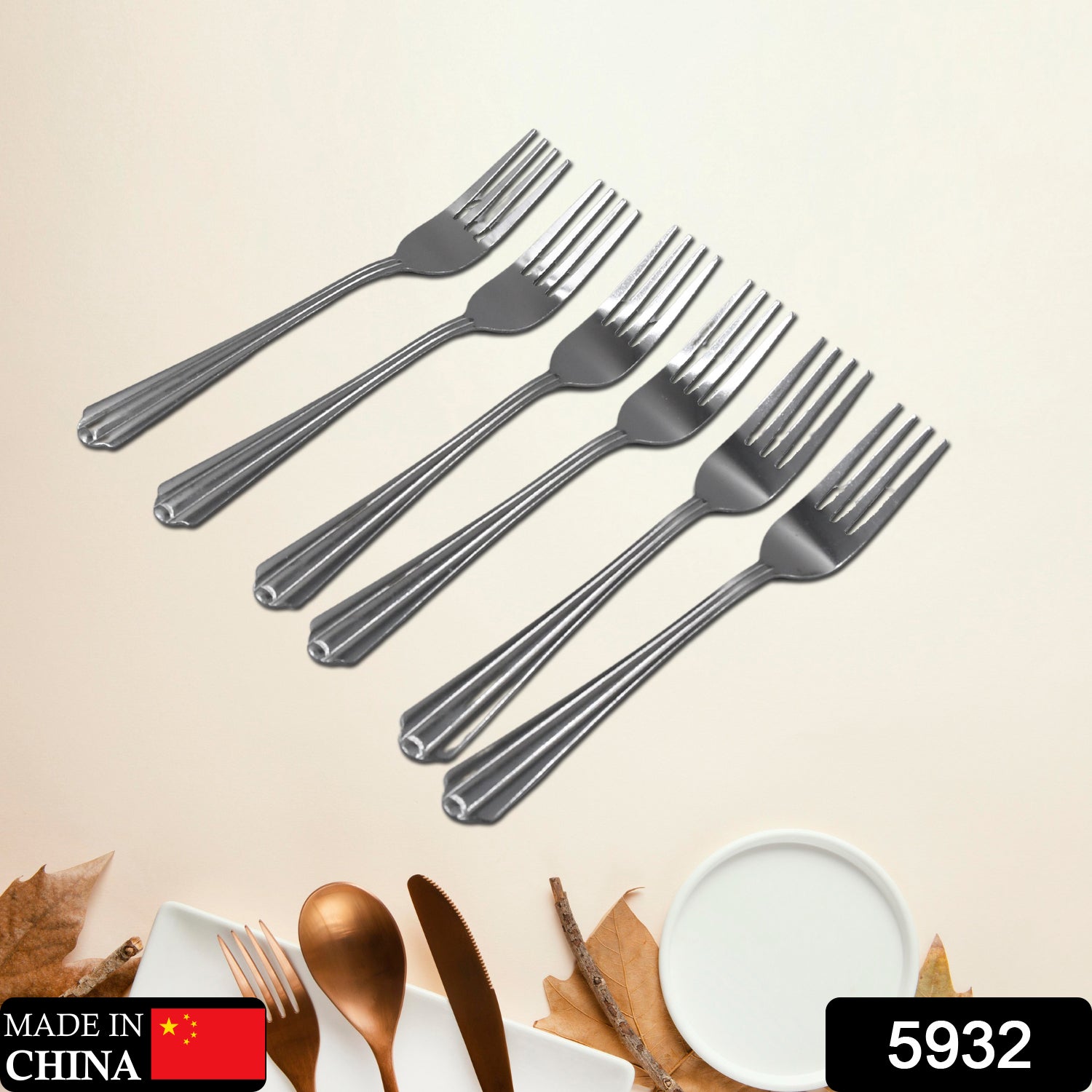 High-quality fork set of six, made from durable steel for various uses.