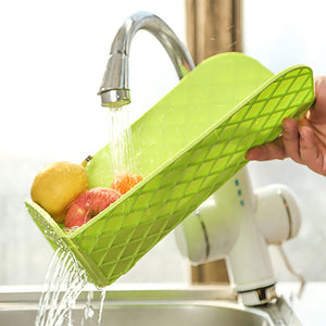 Multi-purpose chopping board with stand, ideal for various kitchen tasks.