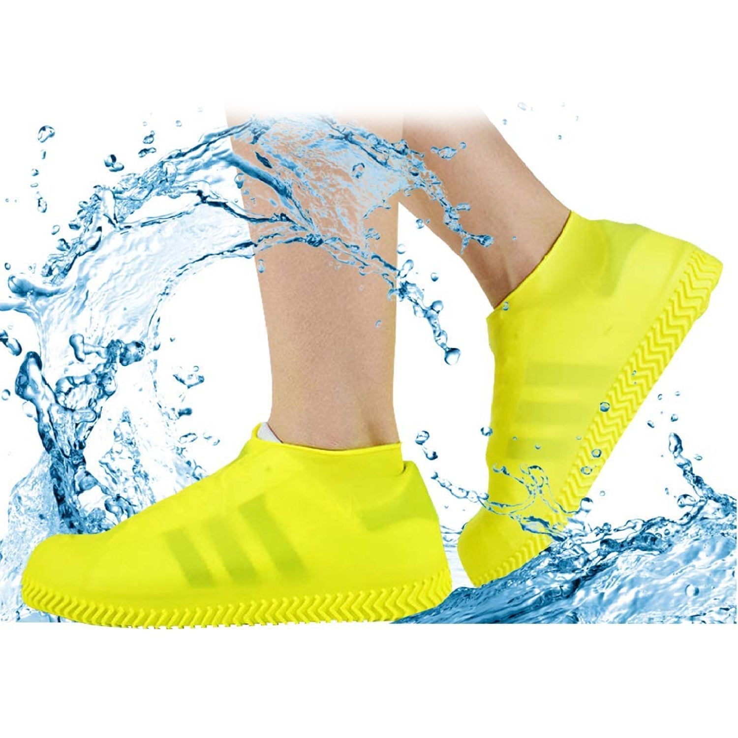 Waterproof silicone shoe covers with non-slip grip