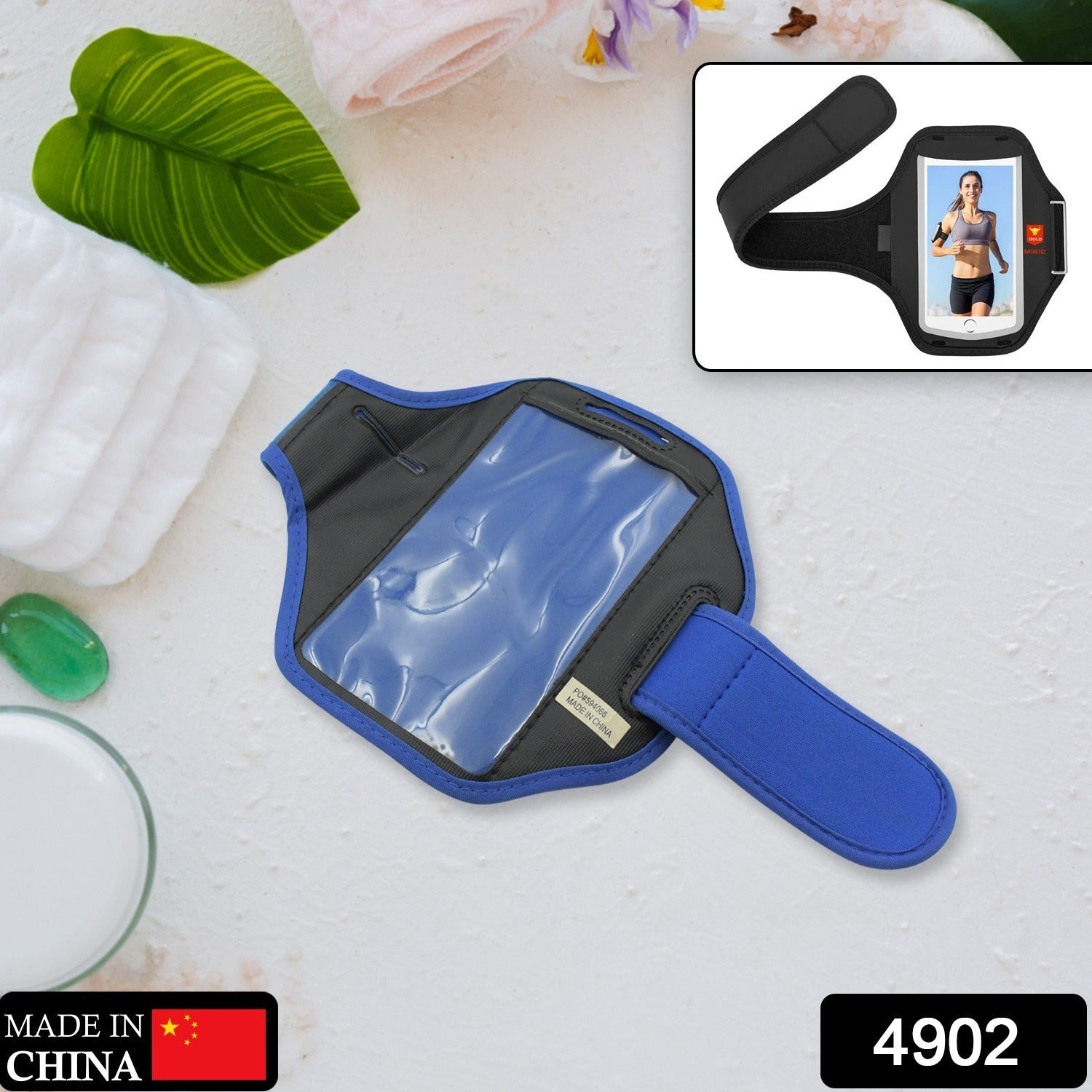 Running armband phone holder, sports accessory.