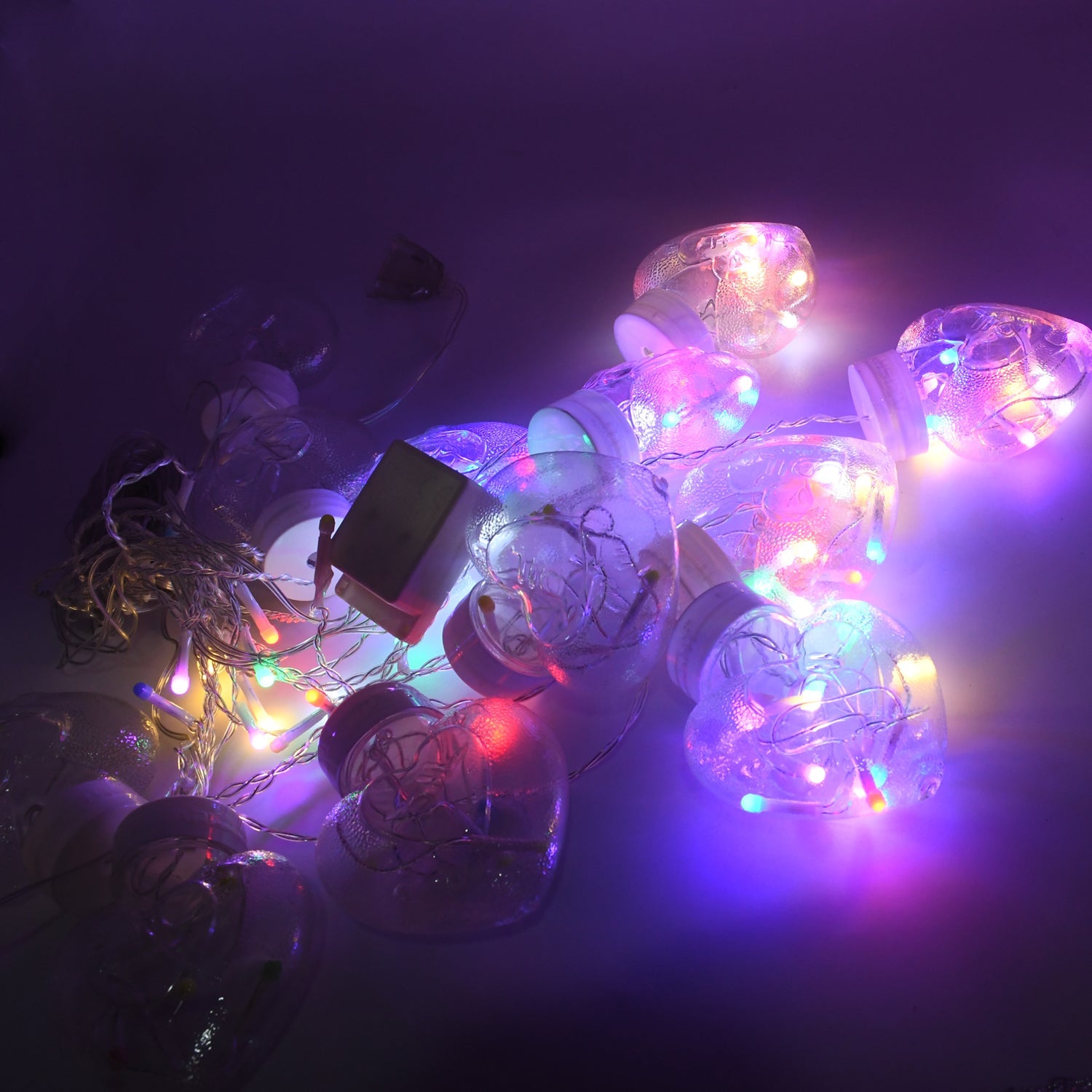 Multicolor LED heart ball string lights with color box