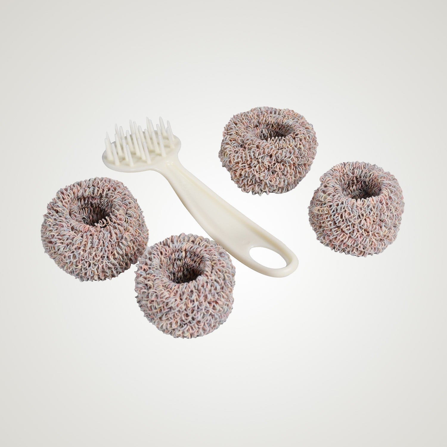 Long-handled dishwashing brush with extra head for decontamination