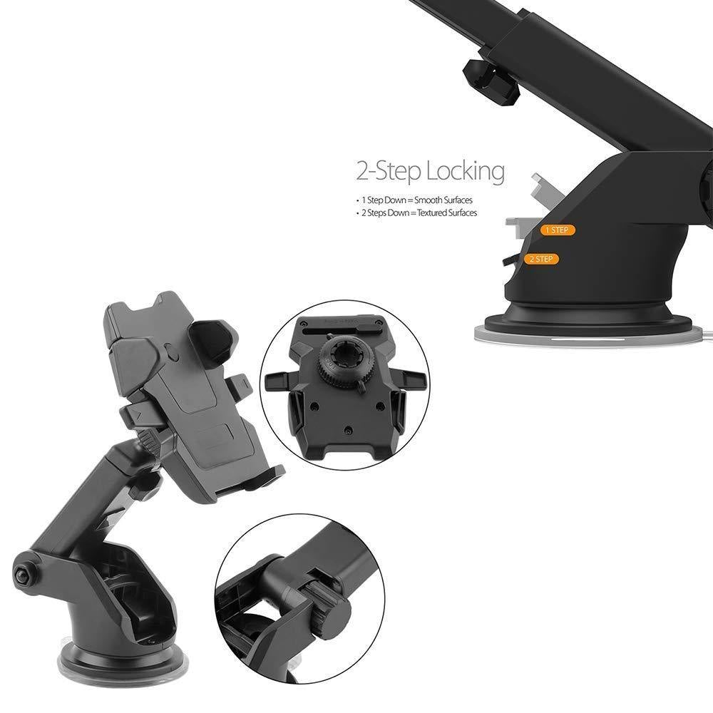 Versatile adjustable car mount for smartphones, available in multicolour options