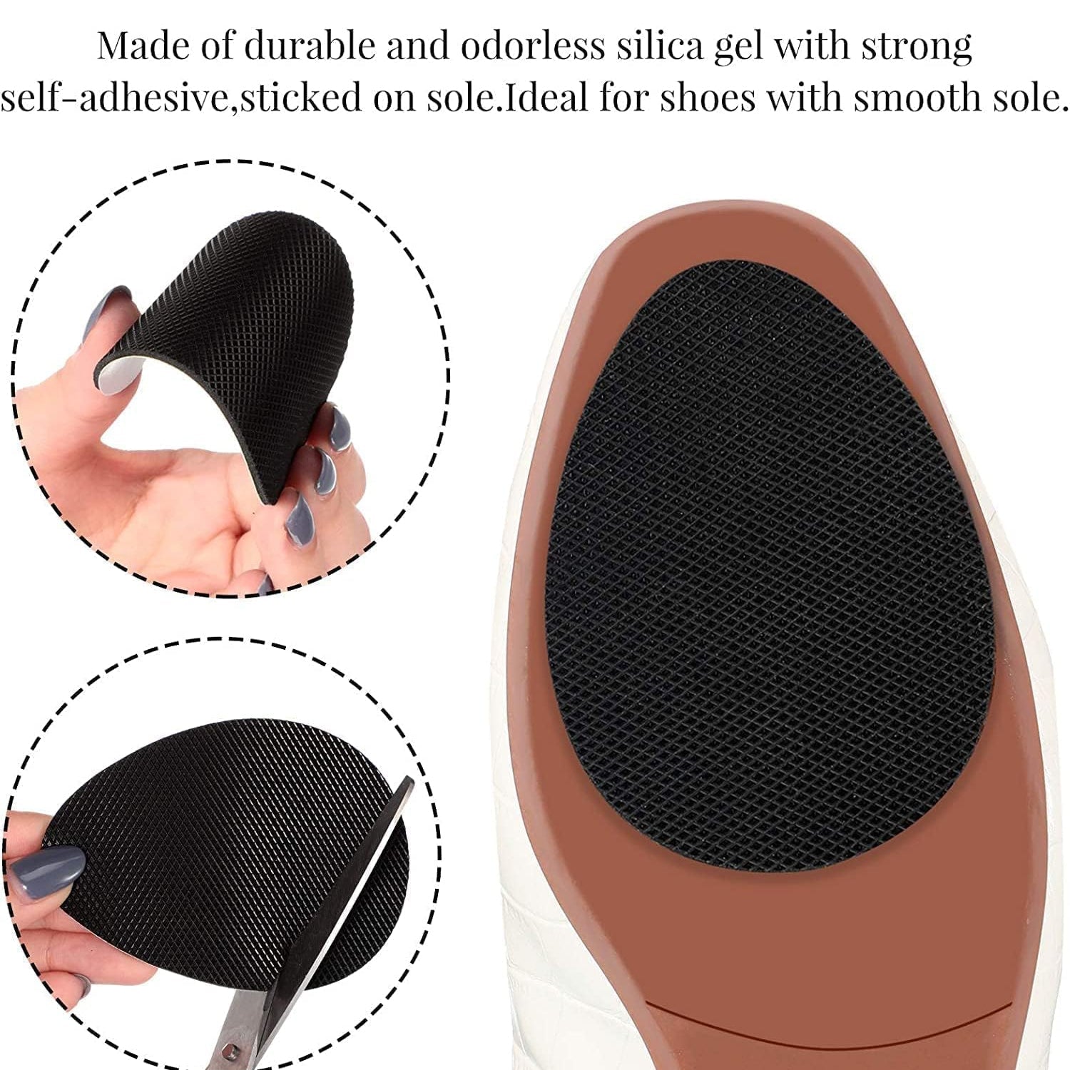 Non-Slip Shoe Pads, Rubber Shoe Sole Protector Pads, Self-Adhesive Shoe Grips Pads Stickers Non Skid for Ladies Shoes, High Heels, Boots (10 Pcs Set)