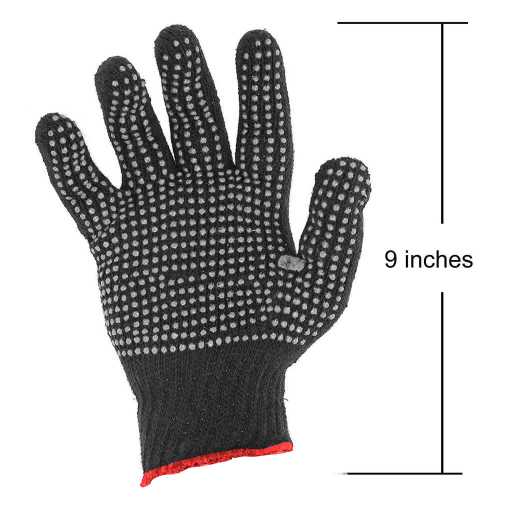 Heavy-duty work gloves made from cotton polyester.