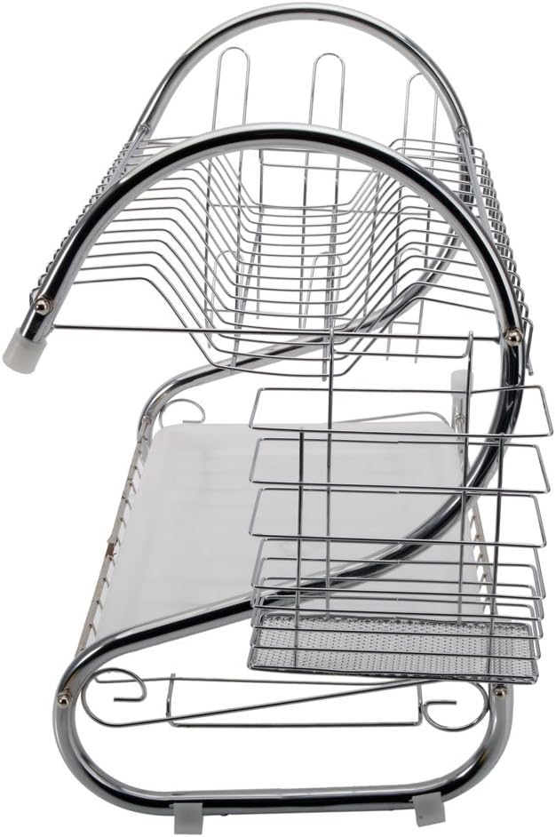 Rectangle dish rack with stainless steel and tray