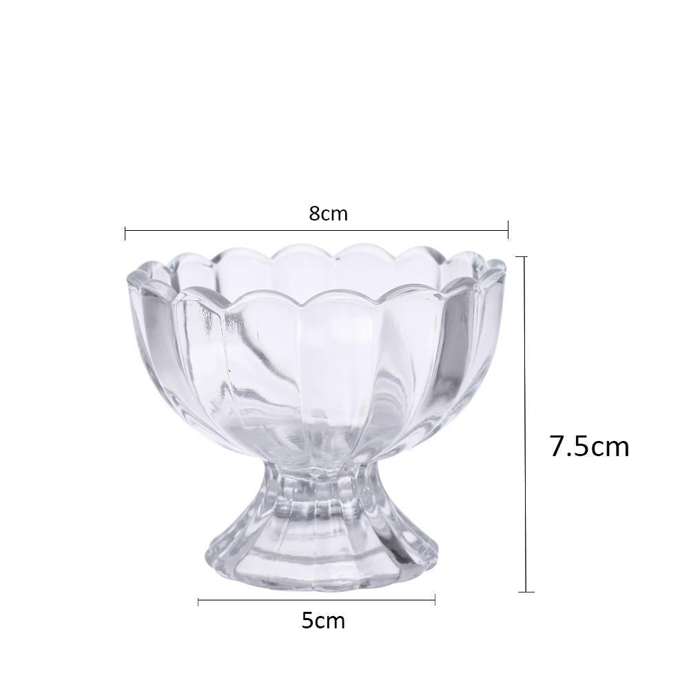 Set of 6 clear dessert bowls perfect for ice cream, salad, and fruit serving.