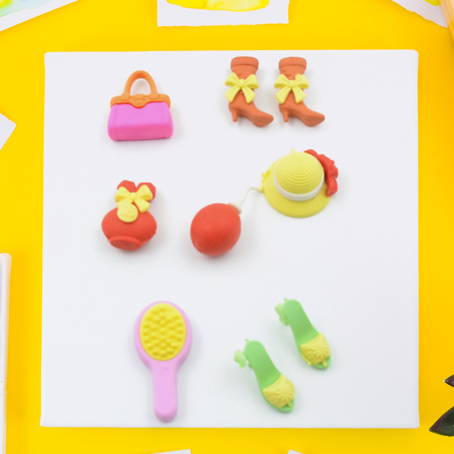 Fancy & Stylish Mini Erasers for Kids (9 Pc Set) - Fun Designs, Party Favors