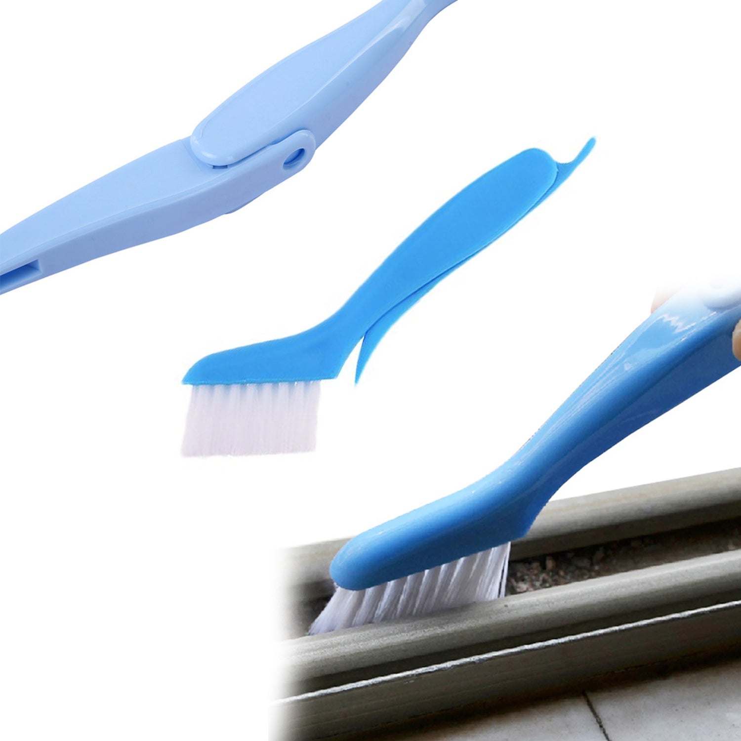 Folding cleaning brush with a compact design for efficient storage