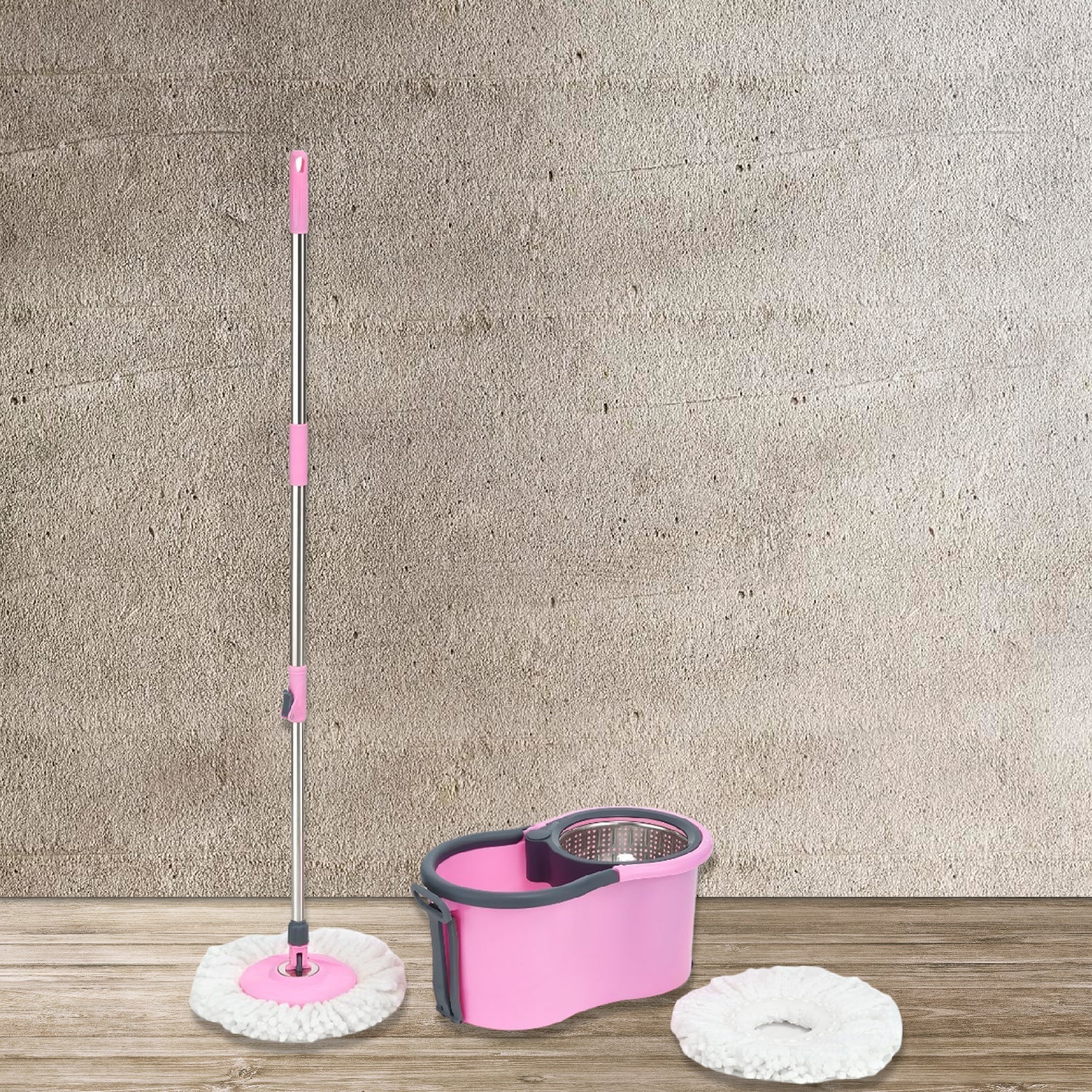 Quick spin mop with steel spin and big bucket.