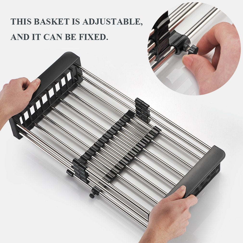 Stainless steel expandable dish drainer