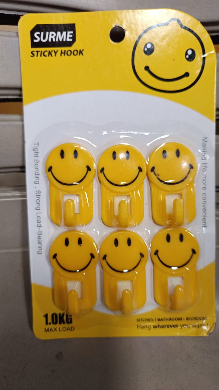 smily face hooks in yello color