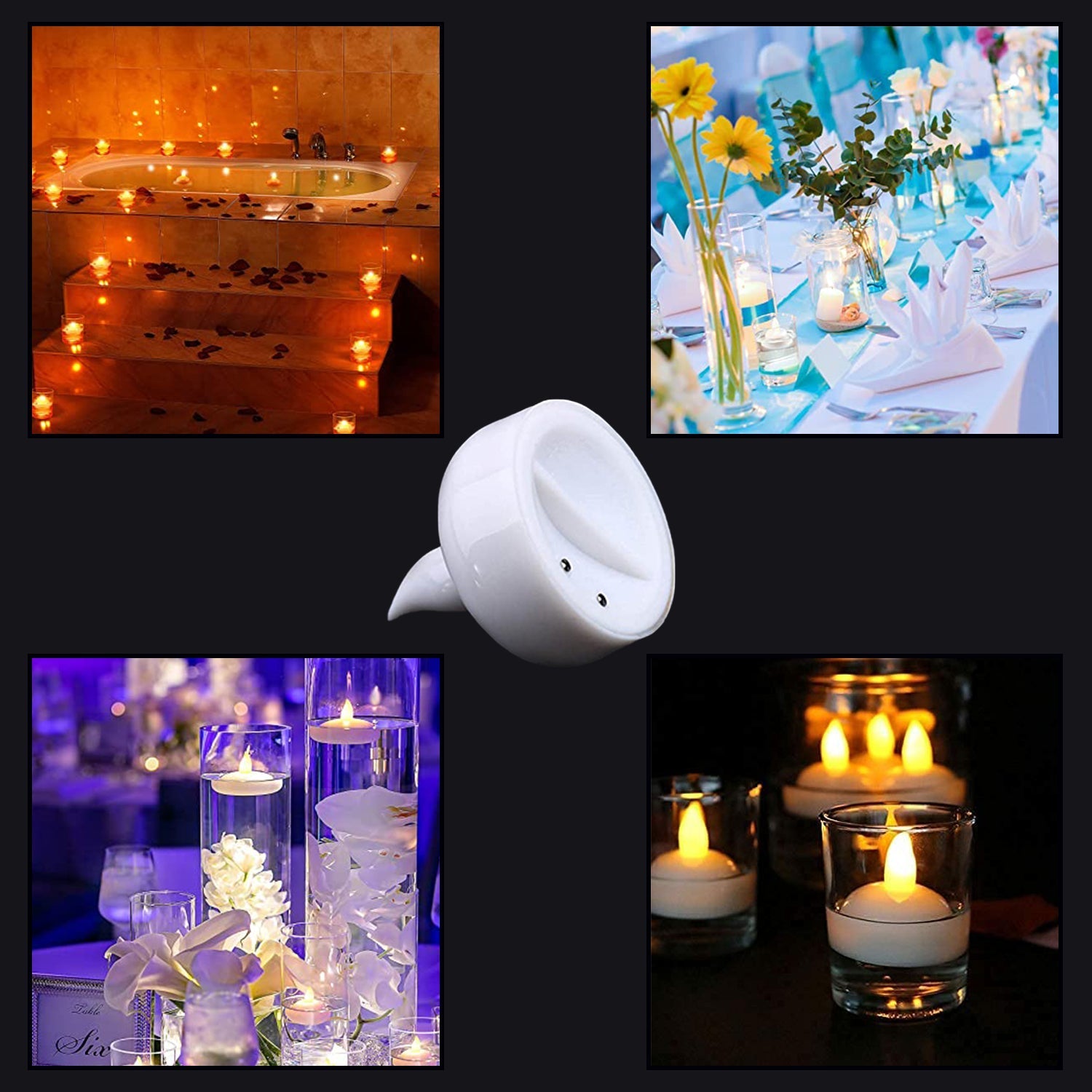 Set of 12 flameless floating candles for decoration