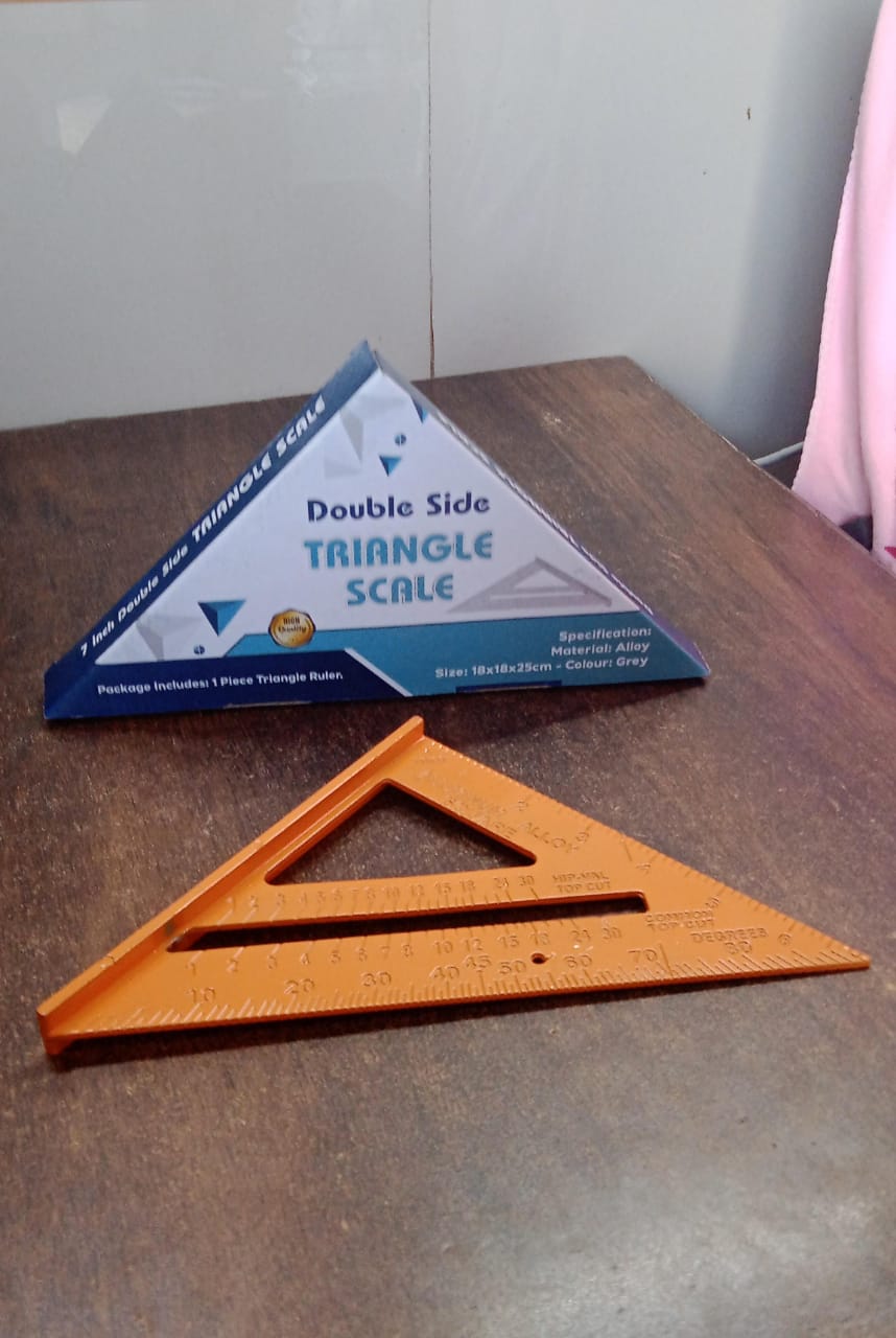 Double Side Scale Triangle / Ruler Measurement Hand Tool (1 Pc / Orange)