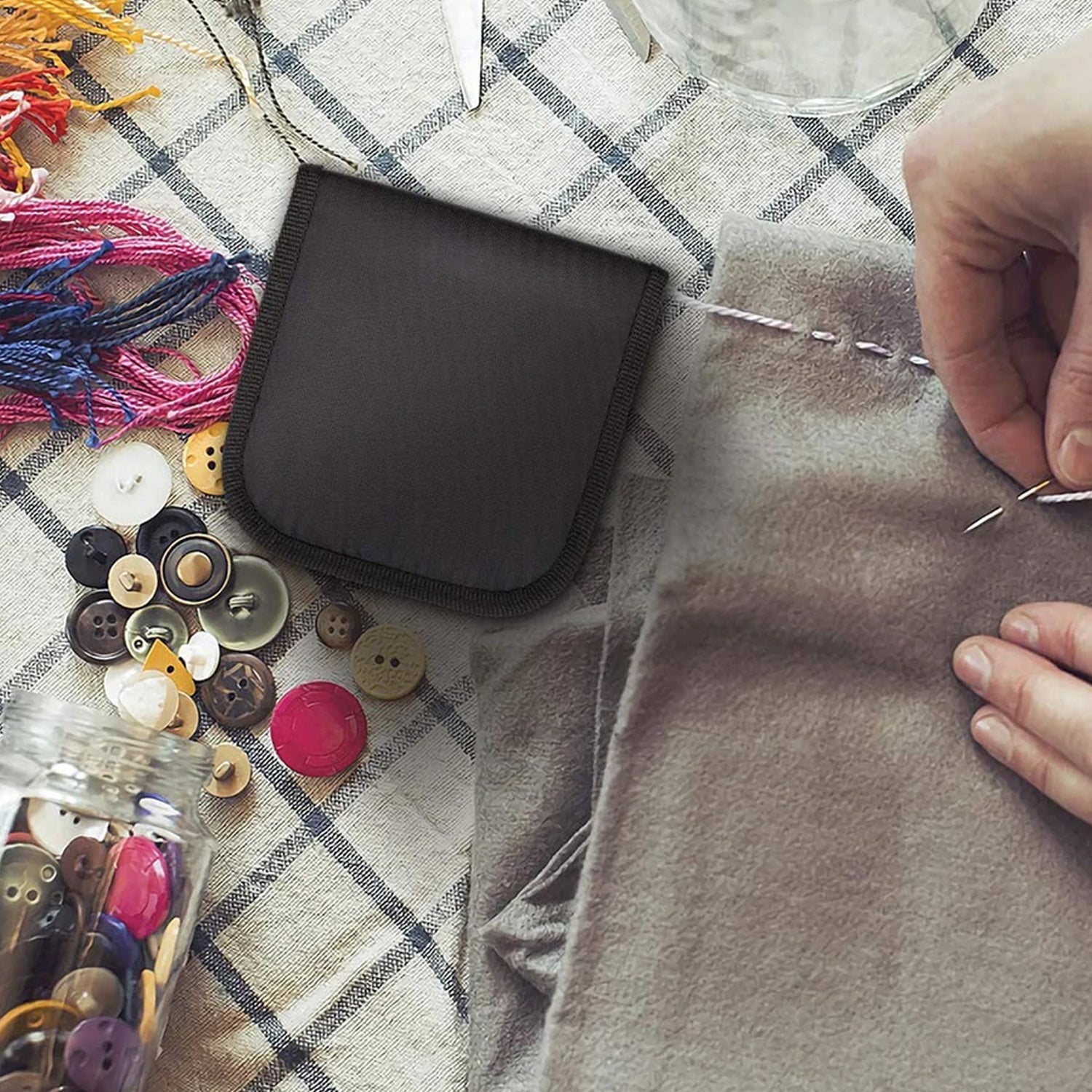 Sewing kit with storage case and tools