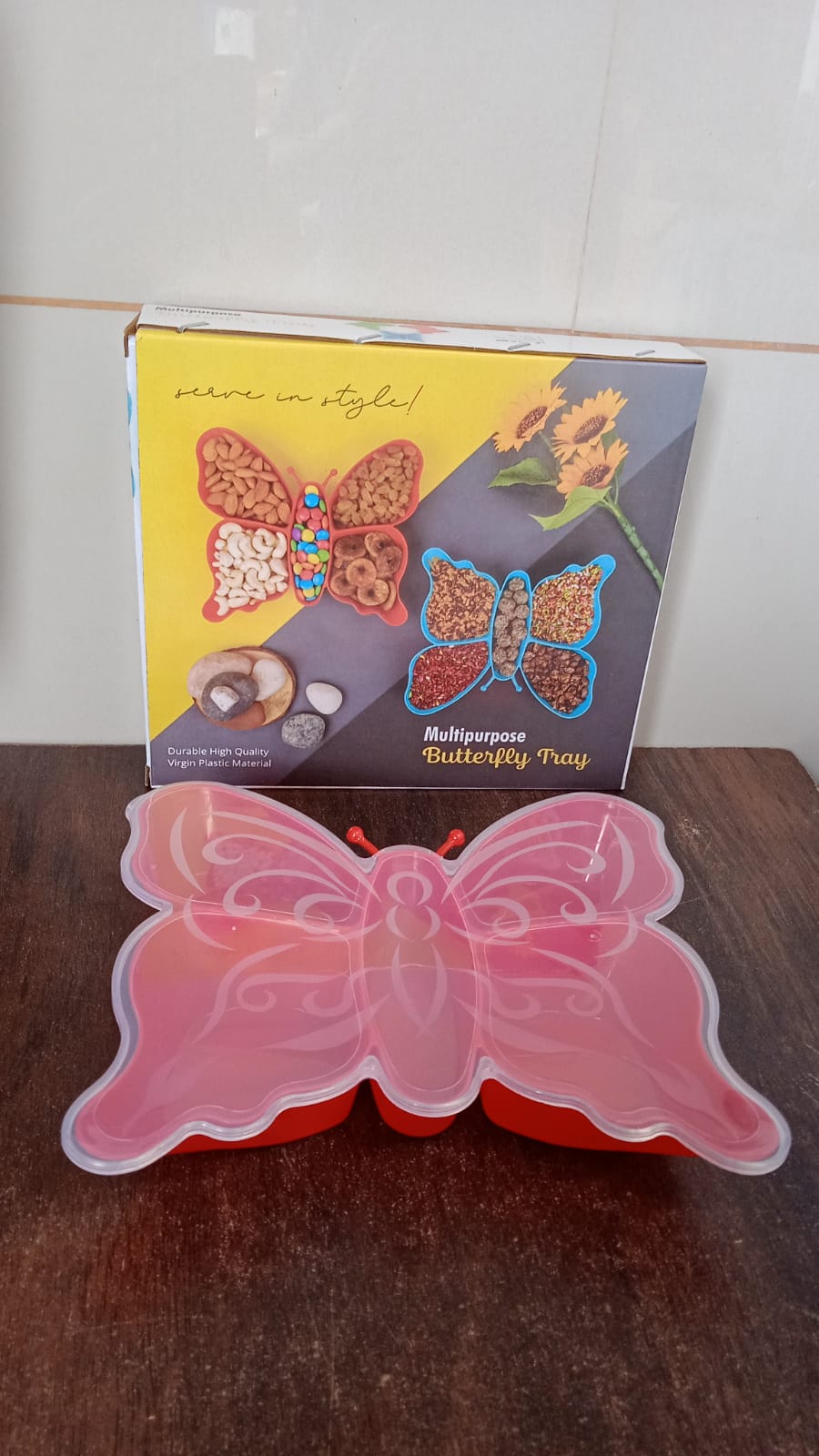 5 Compartment Multipurpose Butterfly Plastic Tray (1 Pc)