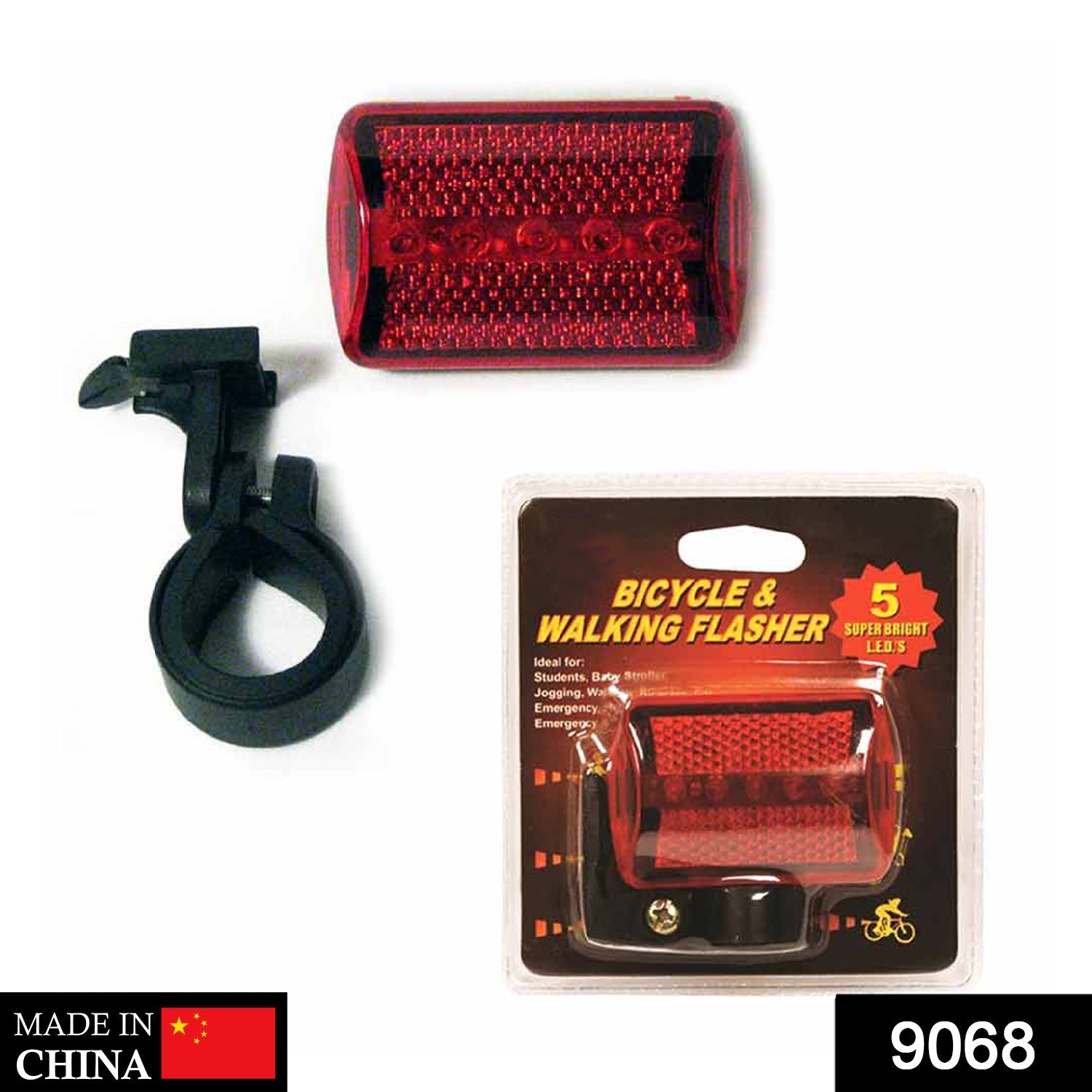 Red flashing safety light with LED bulbs