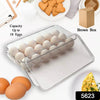 Plastic 18 Cavity Egg Storage Box Or Egg Trays For Refrigerator With Lid & Handles High Quality, Rectangular Egg Tray Box For 18 Egg (1 Pc)