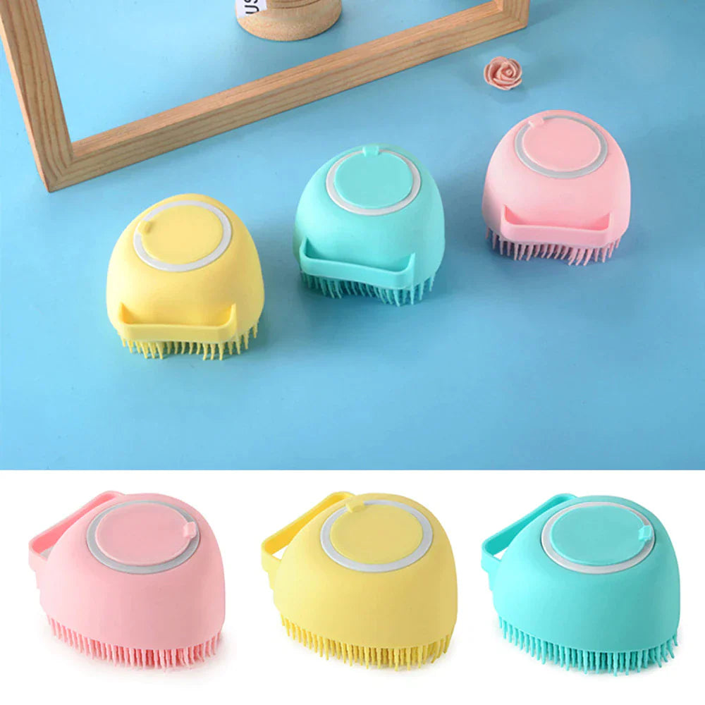 Silicon massage brush for hair and body care.