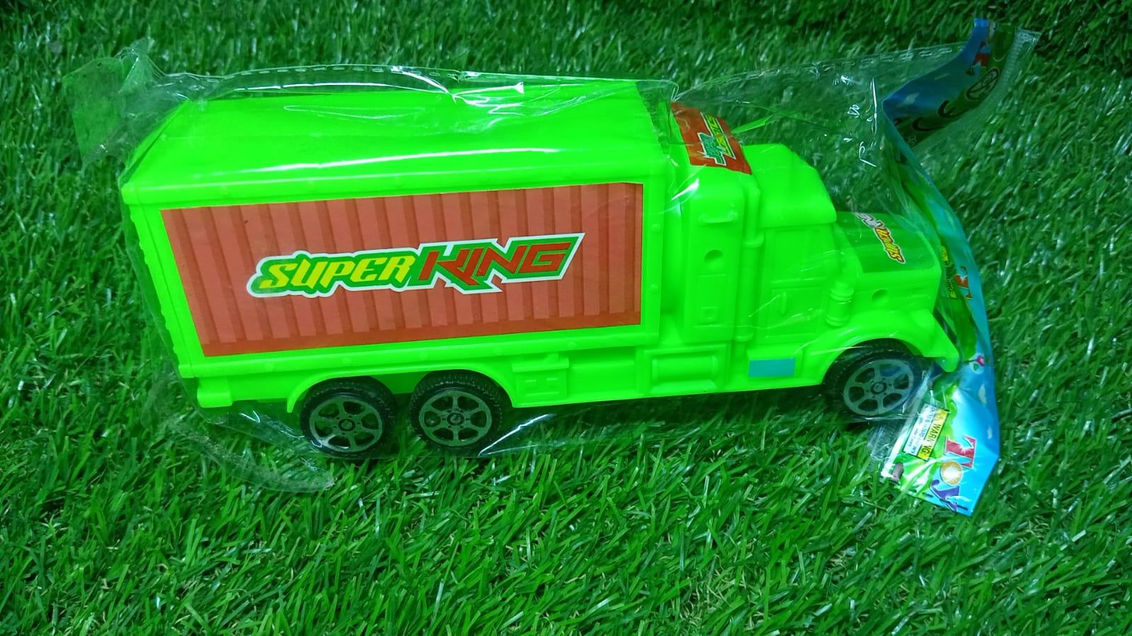 Colorful plastic cargo truck toy, ideal for kids