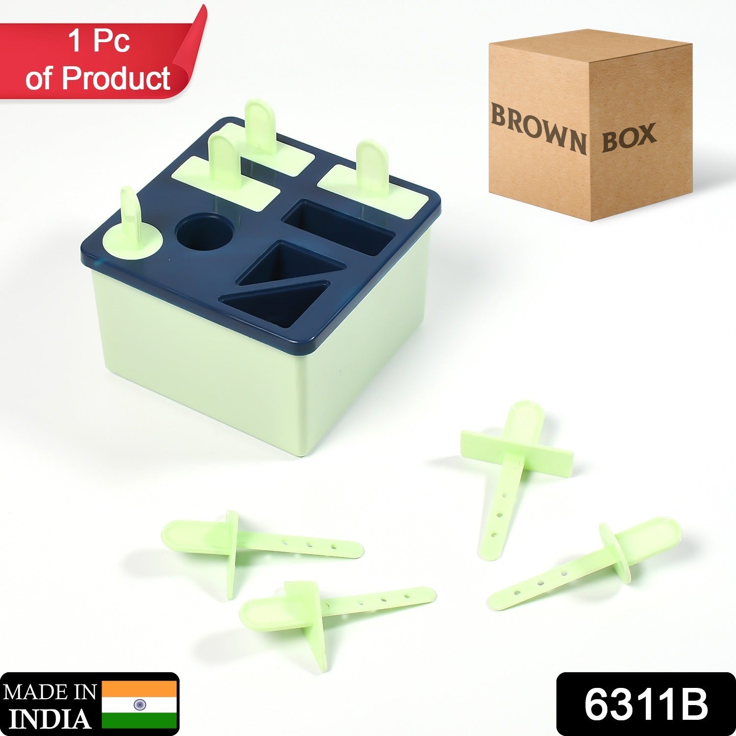 Brown kulfi mold with popsicle sticks