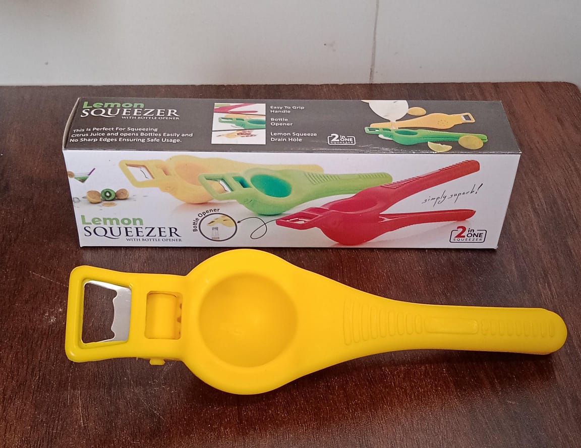 Kitchen 2 in 1 Unbreakable Lemon Squeezer and Bottle Opener (1 Pc)