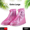 4541 Plastic Shoes Cover Reusable Anti-Slip Boots Zippered Overshoes Covers Pink, Transparent Waterproof Snow Rain Boots for Kids/Adult Shoes, for Rainy Season (XL Size1 Pairs)