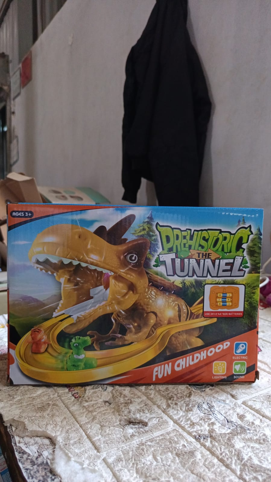 Children Electric Tracks Climb Stair Dinosaur Toys Glowing With Sound Kid Toy Animals Model Interactive Toys