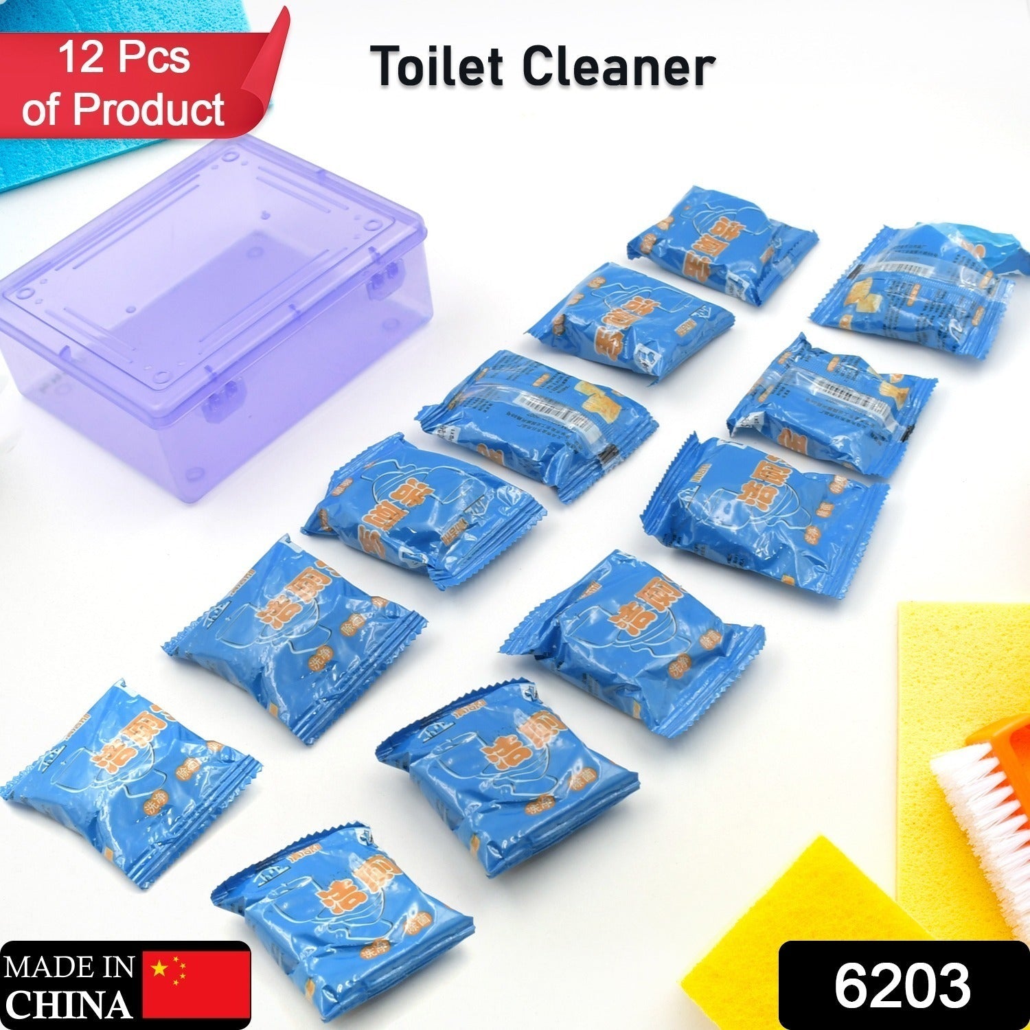 Toilet cleaning bubbles, effective decontamination, 12-pack.