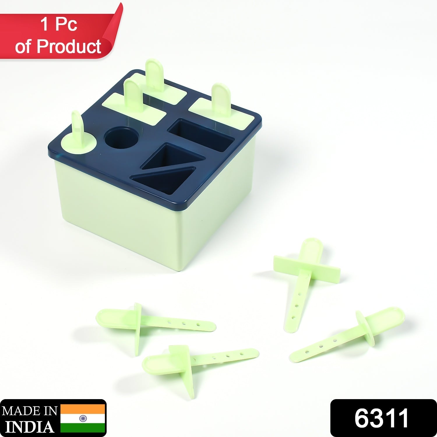 Kulfi mold with popsicle sticks and compartments