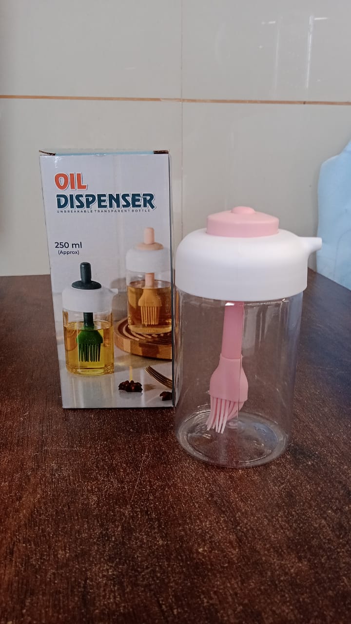 Oil Dispenser with Silicone Oil Brush (1 Pc / With Brush / 250 ML Approx)